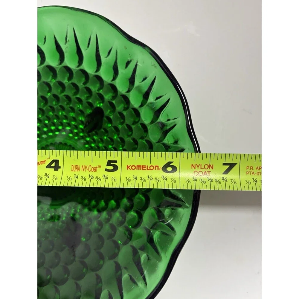 Anchor Hocking Emerald Green Hobnail 3 Footed Candy Dish Bowl Vintage